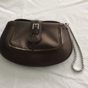 Woman’s Clutch Purse with chain close by magnet color Brown *